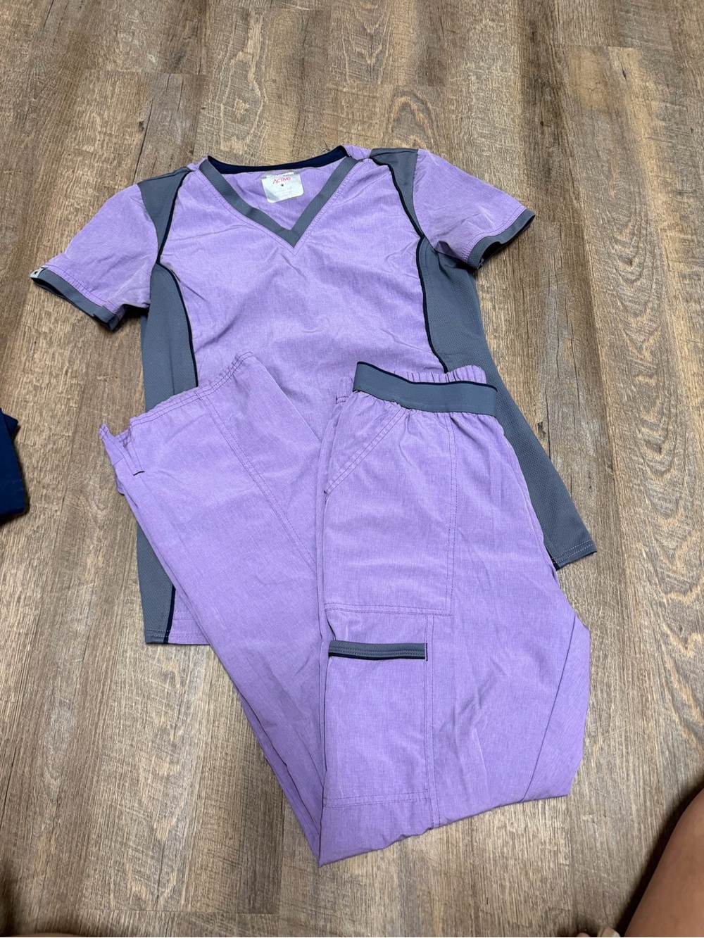 Scrubstar Lavender and Gray Two-Piece Scrubs Set size small
